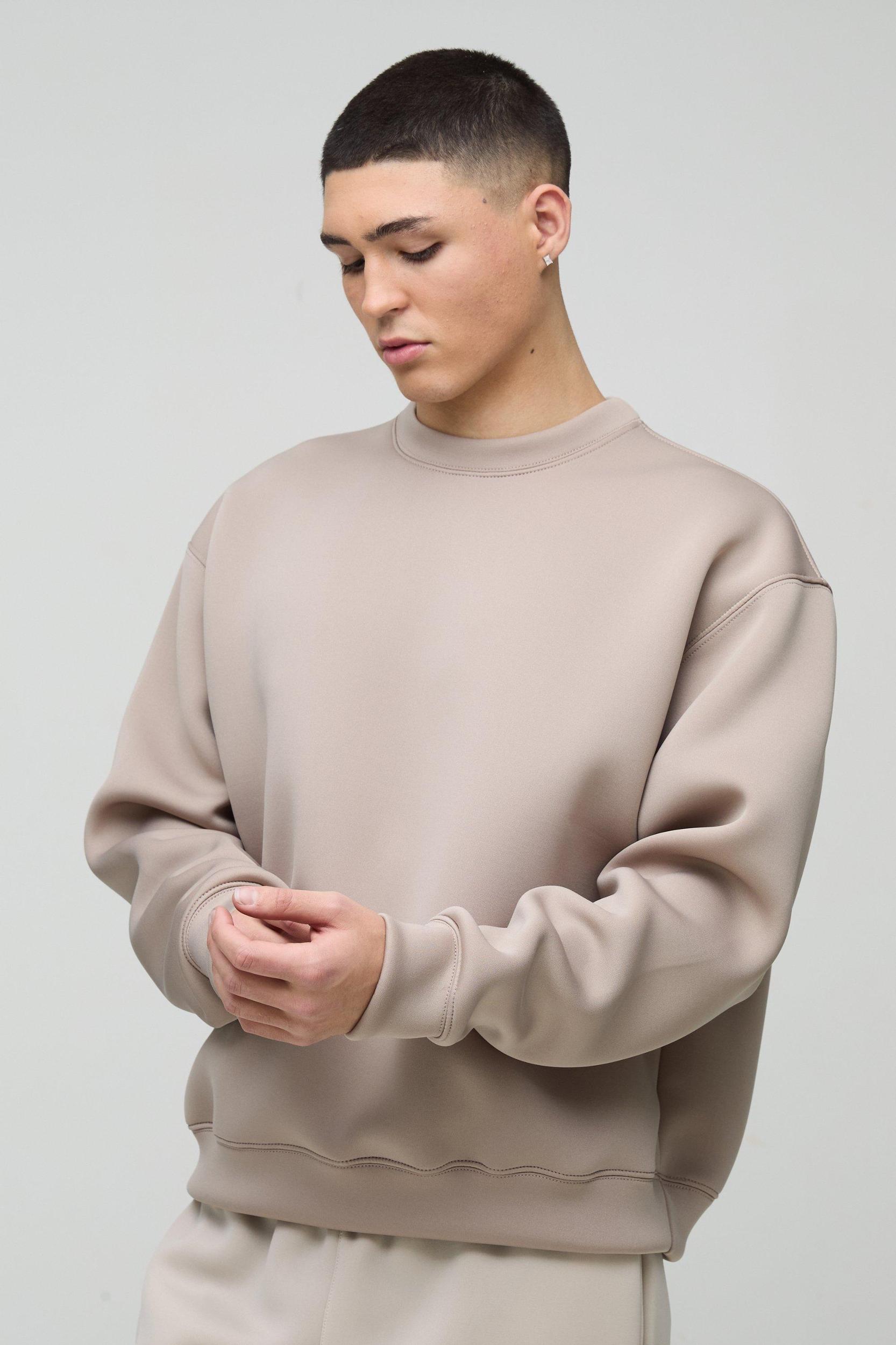 Oversized Boxy Bonded Scuba Sweatshirt | boohooMAN USA Product Image