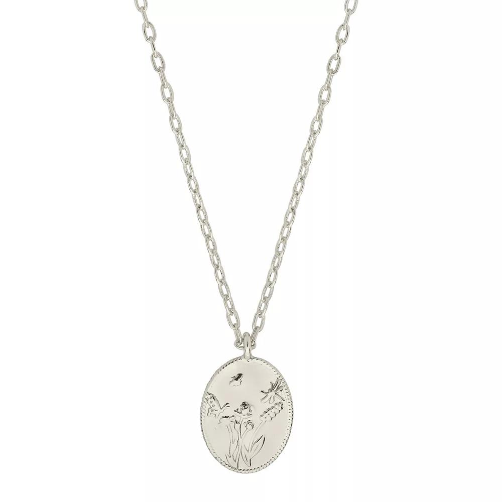 MC Collective Engraved Garden Pendant Necklace, Women's, Size: 18", Silver Tone Product Image