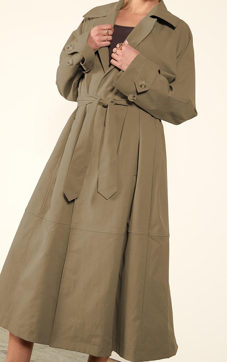 Taupe Oversized Storm Flap Detail Trench Product Image