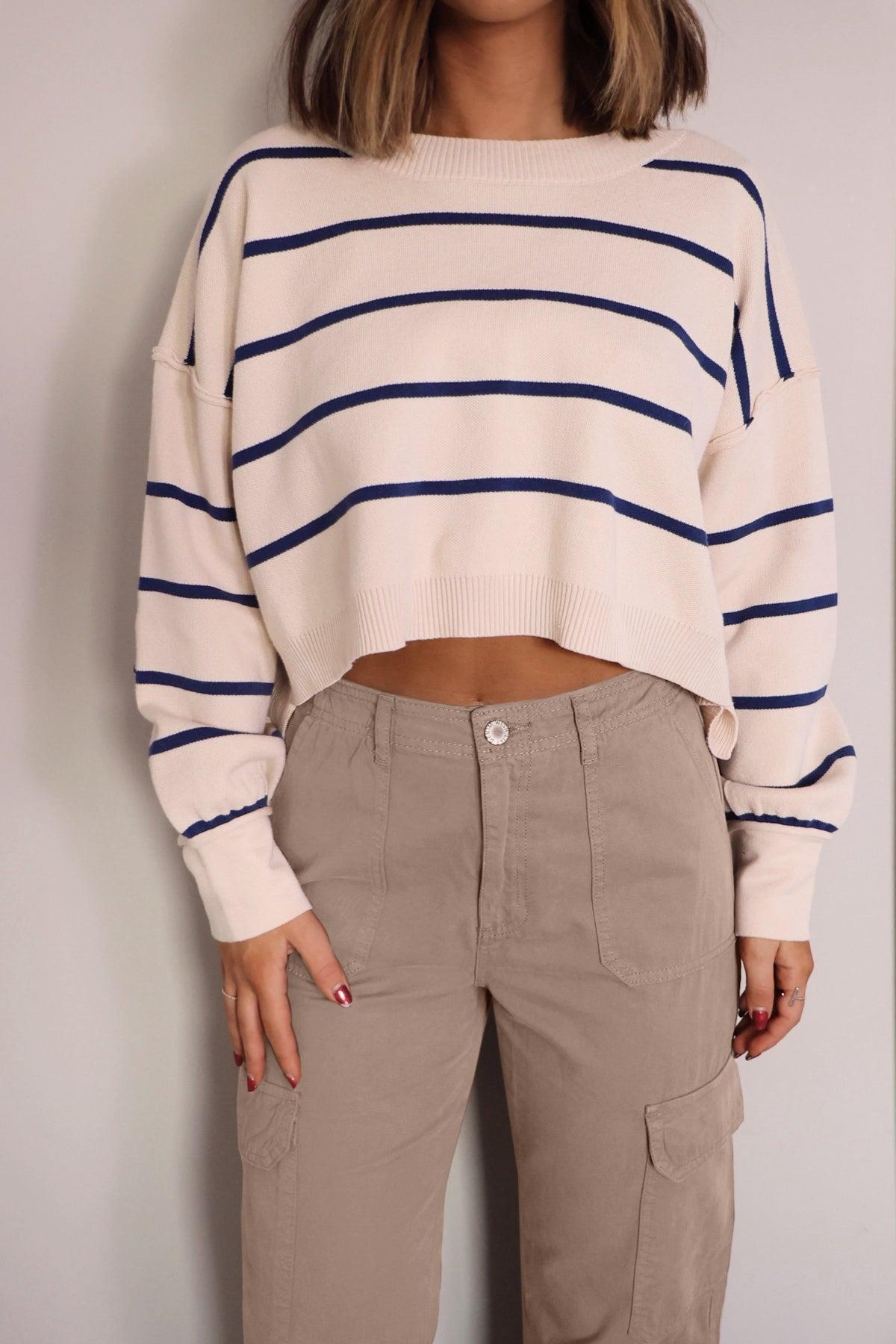 Ivory Striped Pullover Sweater - FINAL SALE Product Image