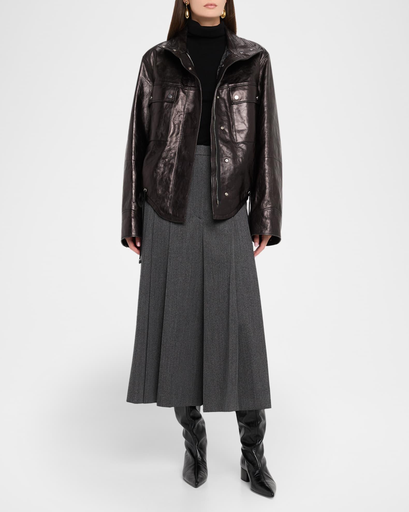 Pleated Twill Wide-Leg Culotte Pants Product Image