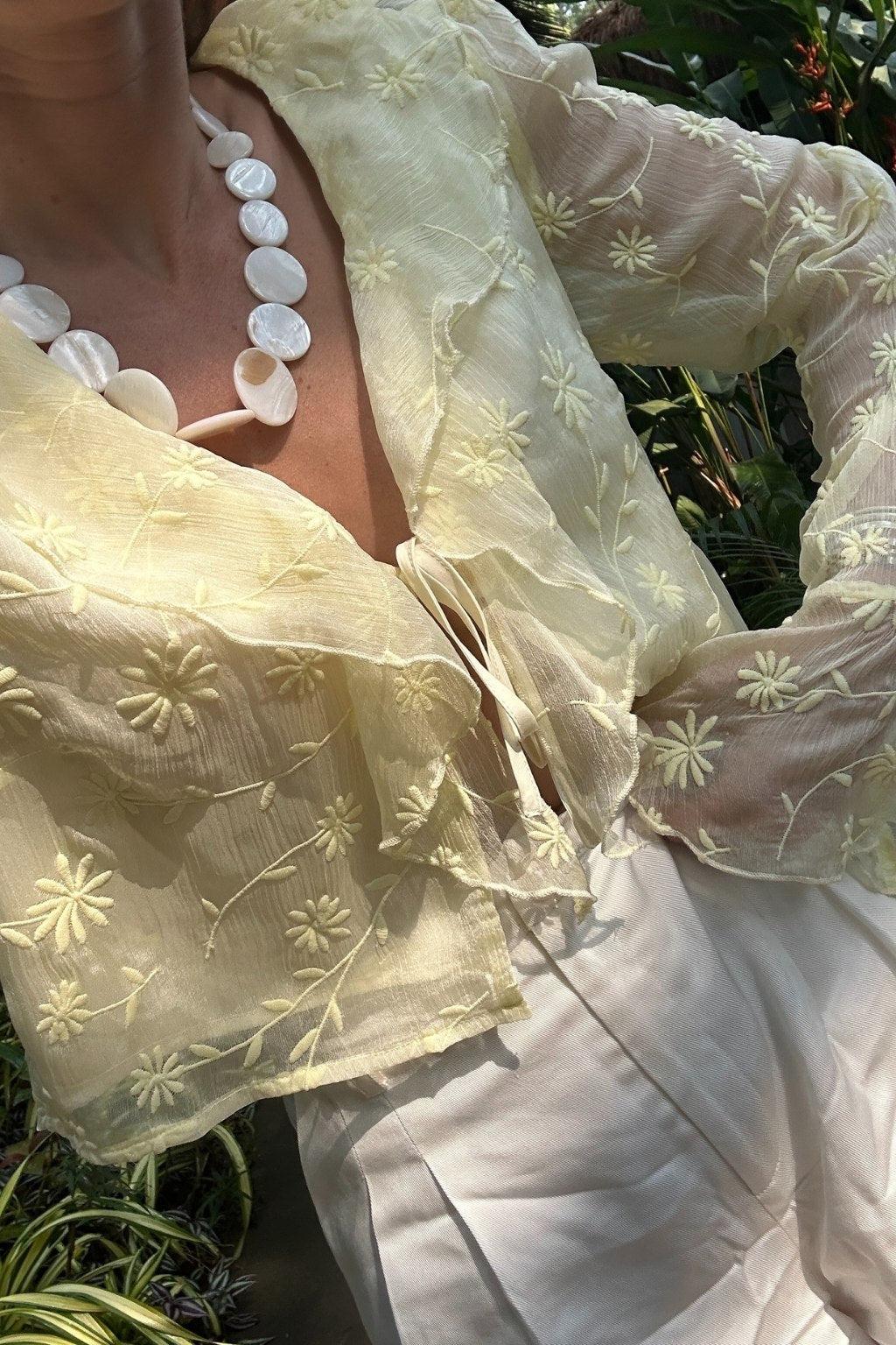 Guilliana Yellow Ruffle Blouse Product Image