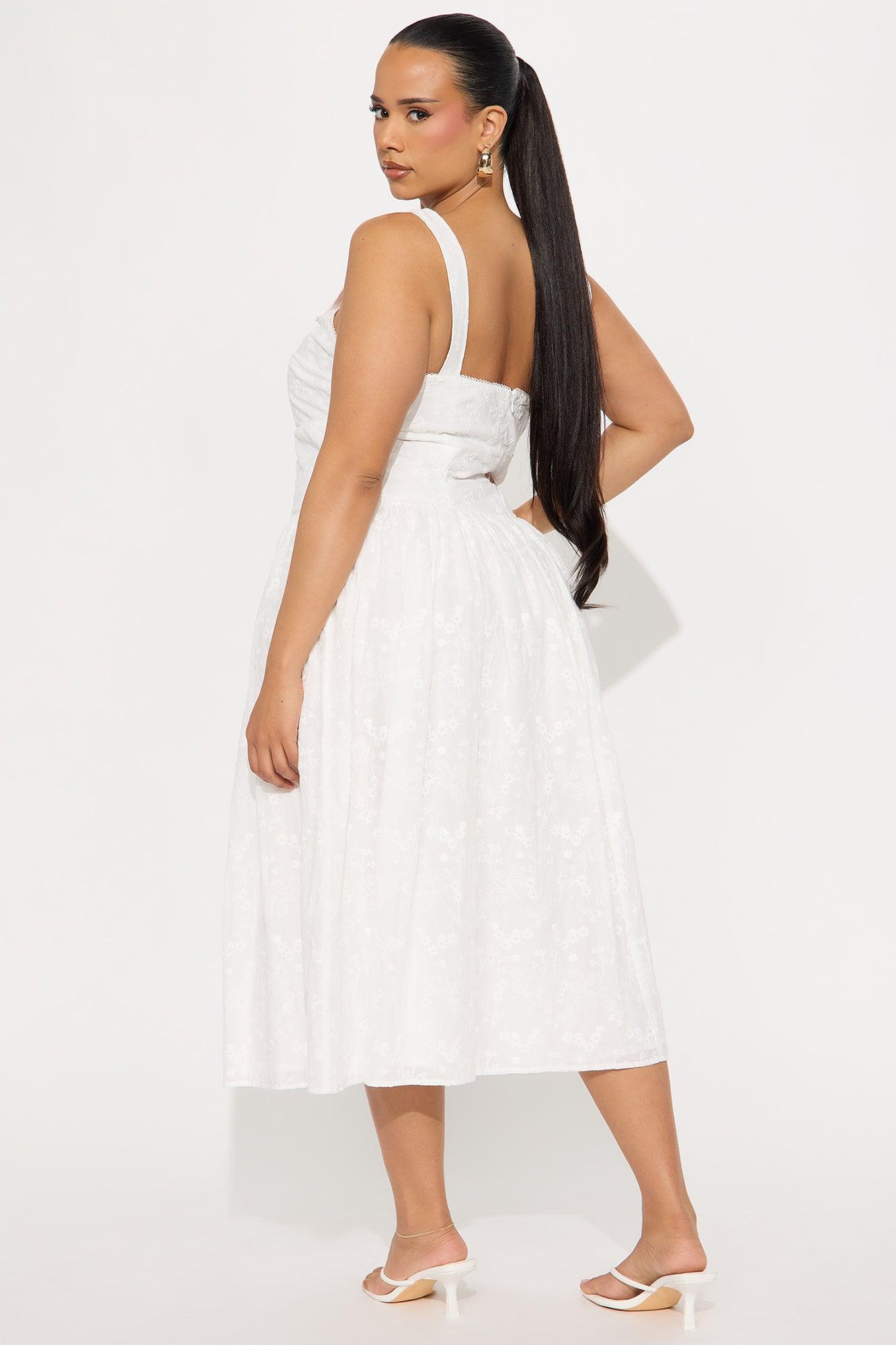 Full Of Joy Eyelet Midi Dress - White Product Image