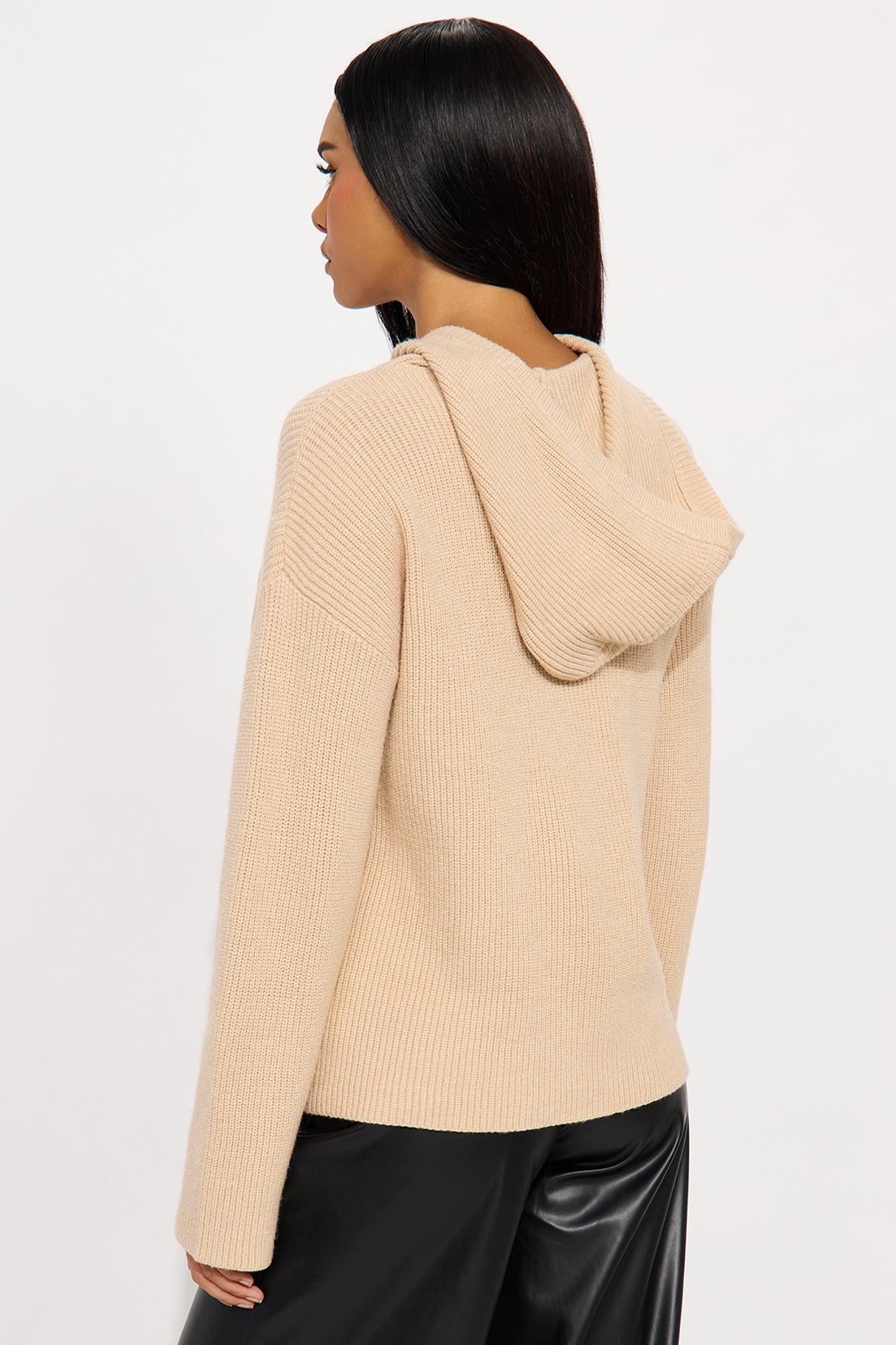 The Coziest Hooded Sweater - Beige Female Product Image