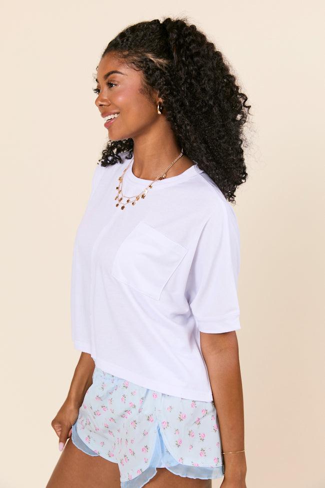 Darcy Short Sleeve Crop White Tee SALE Product Image