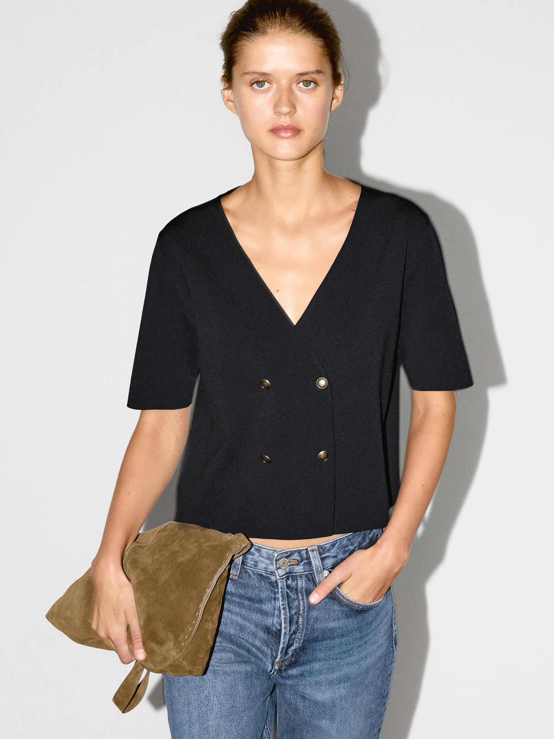 Short sleeve V-neck cardigan Product Image