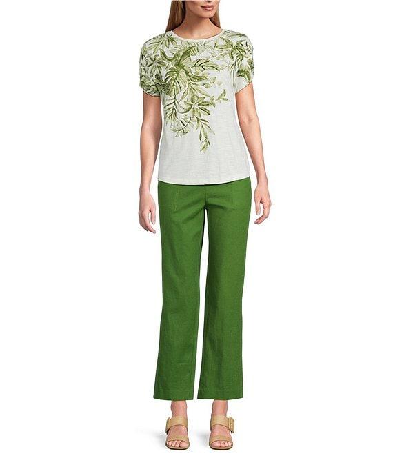 Investments Wispy Leaf Short Sleeve Novelty Crew Neck Top Product Image