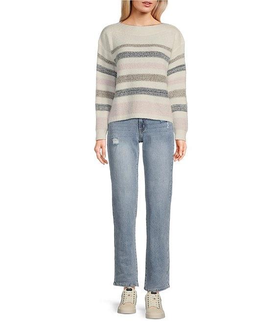 Takara Stripe Boat Neck Eyelash Sweater Product Image