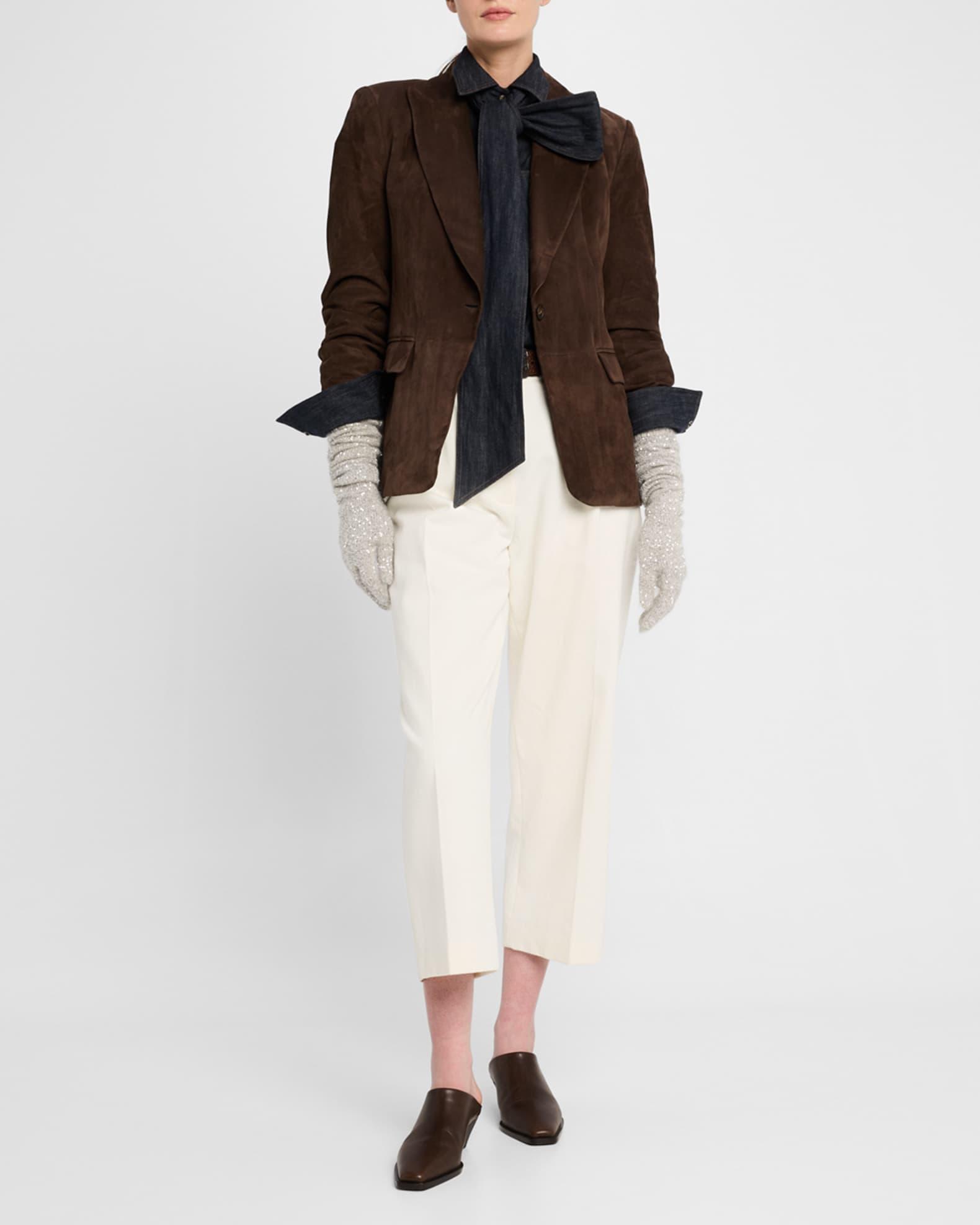 Suede Single-Breasted Blazer Jacket Product Image