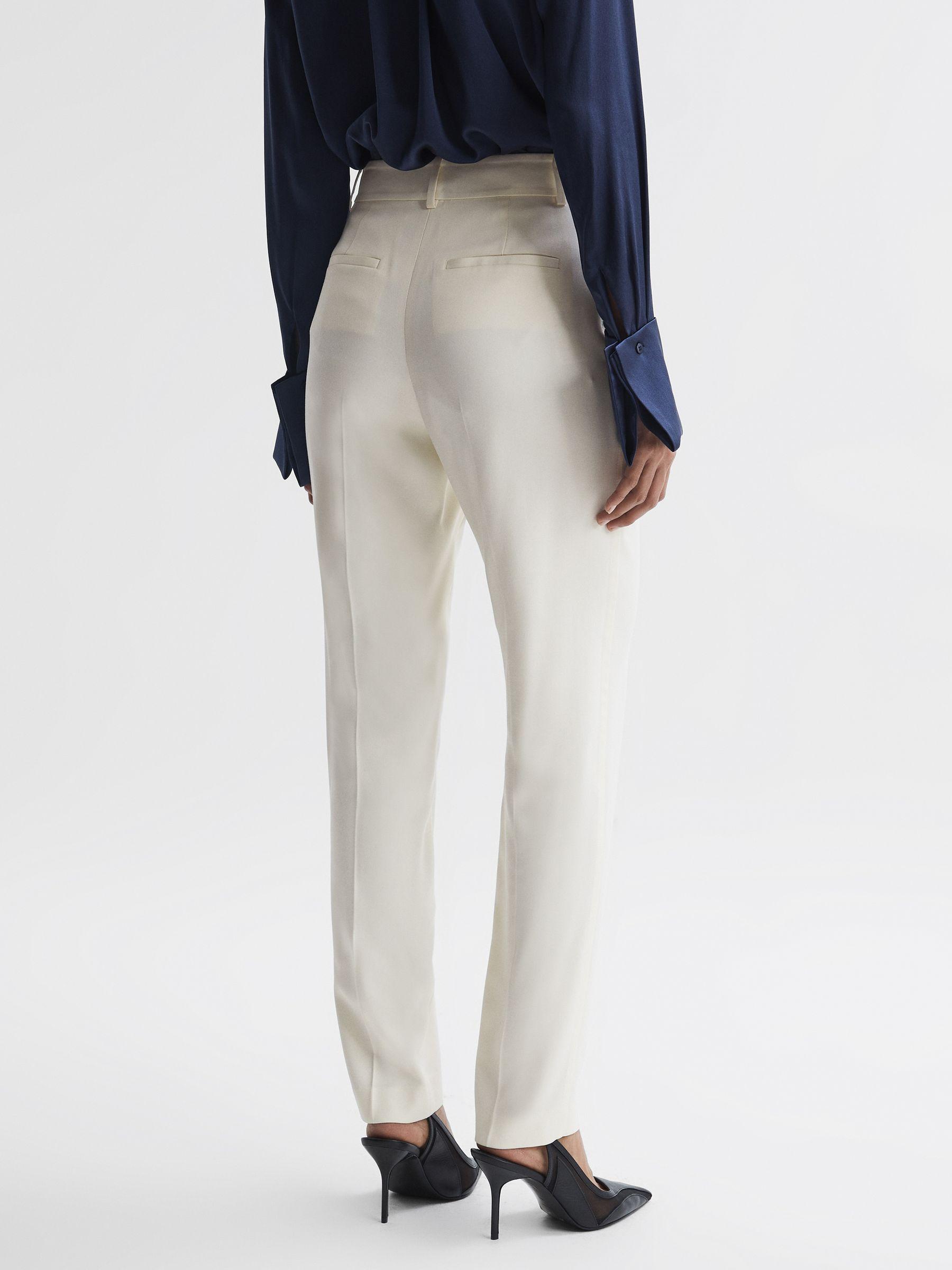 Slim Fit High Rise Trousers in Cream Product Image
