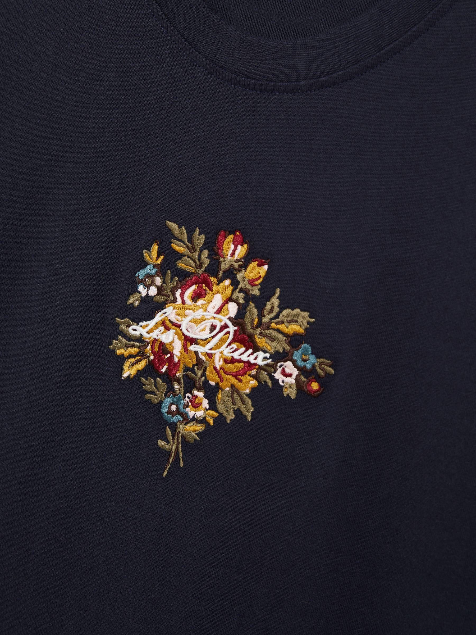 Organic-Cotton Embroidered Logo T-Shirt in Navy Product Image
