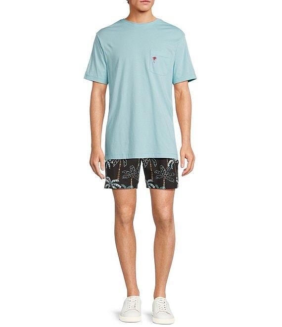 Caribbean Isle Breeze Flat Front Palm Print Performance Stretch 7#double; Inseam Shorts Product Image