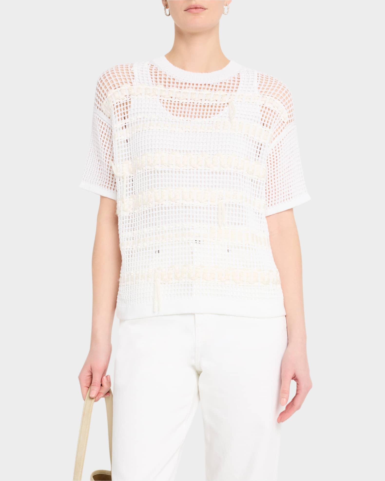 Embroidered Mesh-Knit Sweater Product Image