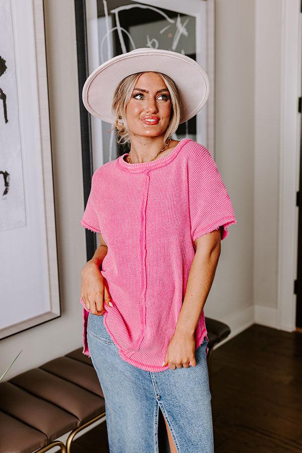 Visions Of You Waffle Knit Top In Pink Product Image