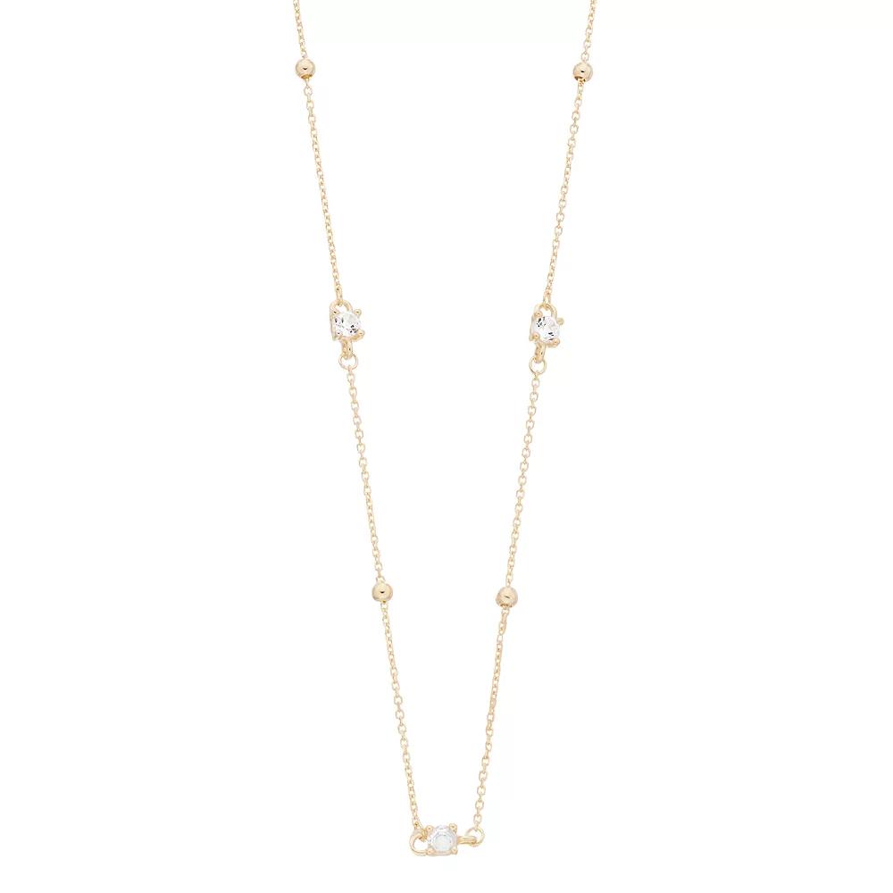 Au Naturale 14k Gold White Topaz Bead Necklace, Women's, Size: 17" Product Image
