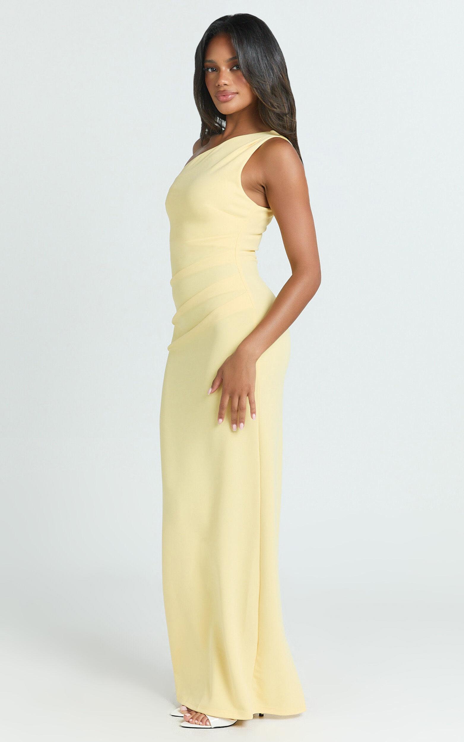Criselda Maxi Dress - One Shoulder Maxi Dress in Lemon Product Image
