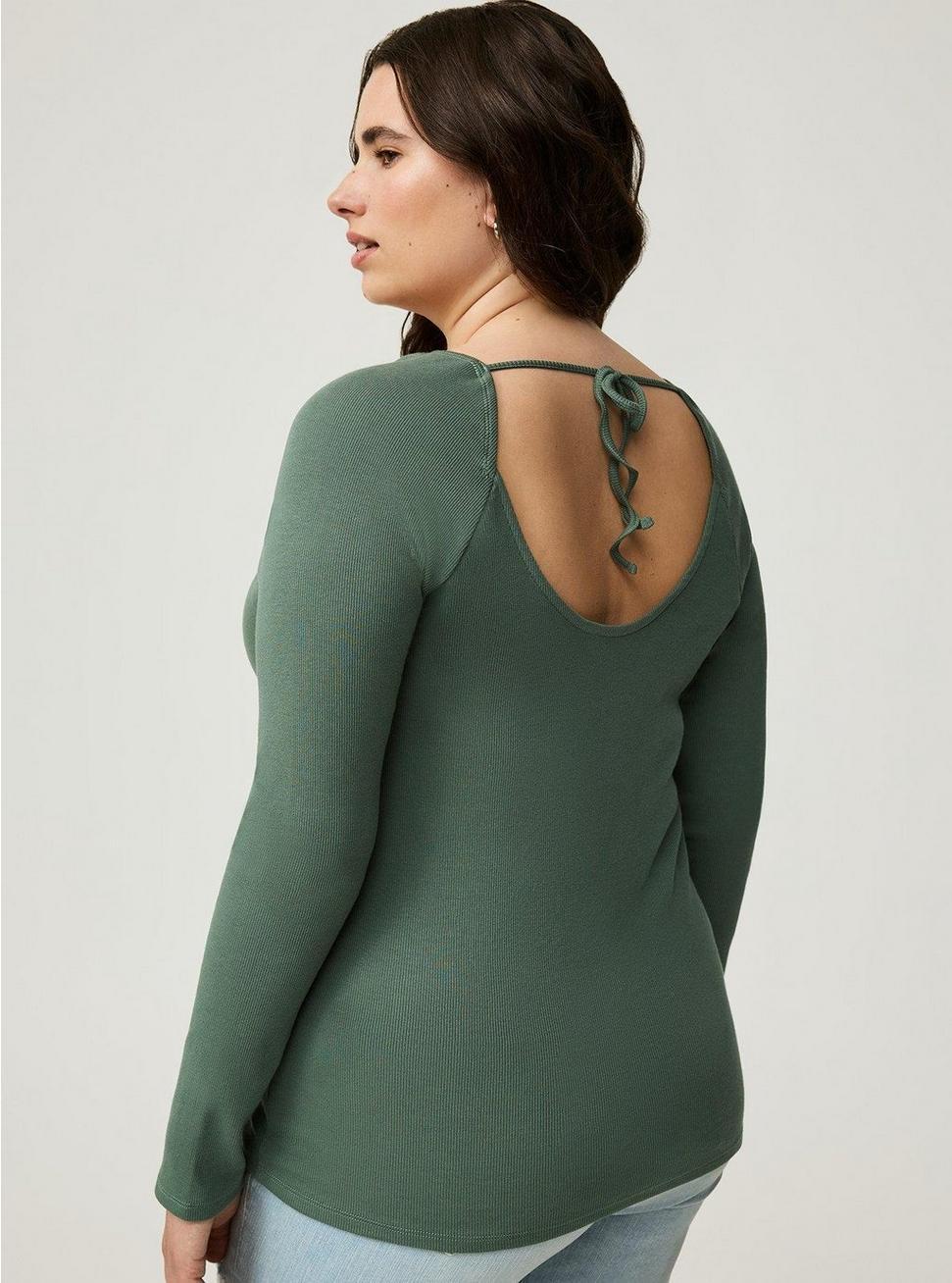 Ribbed Square Neck Henley Product Image