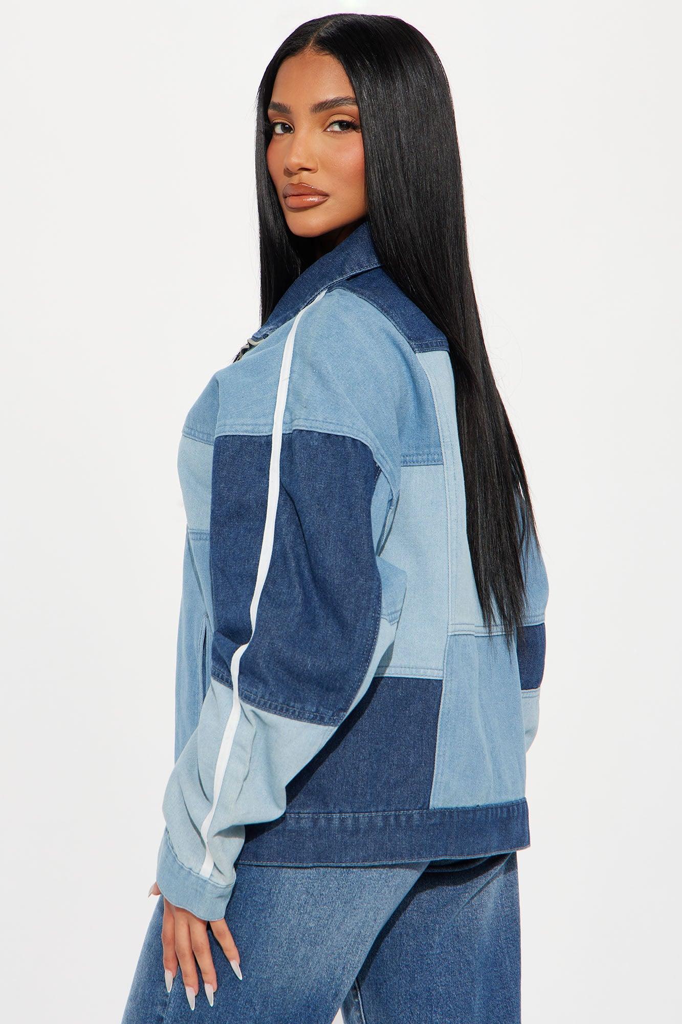 Nina Patchwork Denim Jacket - Light Wash Product Image