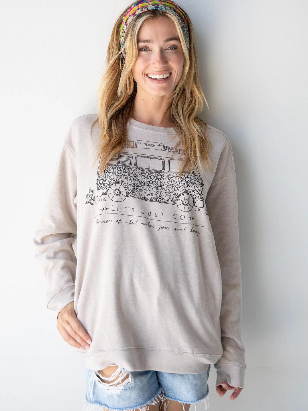 Comfy Pocket Sweatshirt - Let's Just Go Van Product Image