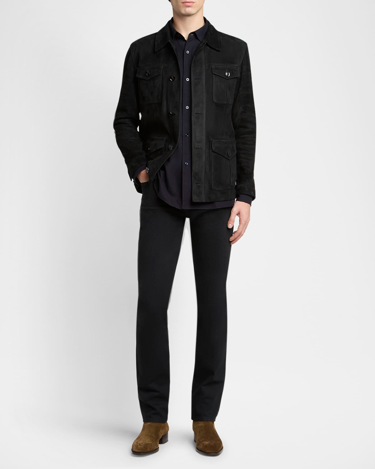 Men's Suede Four-Pocket Military Jacket Product Image