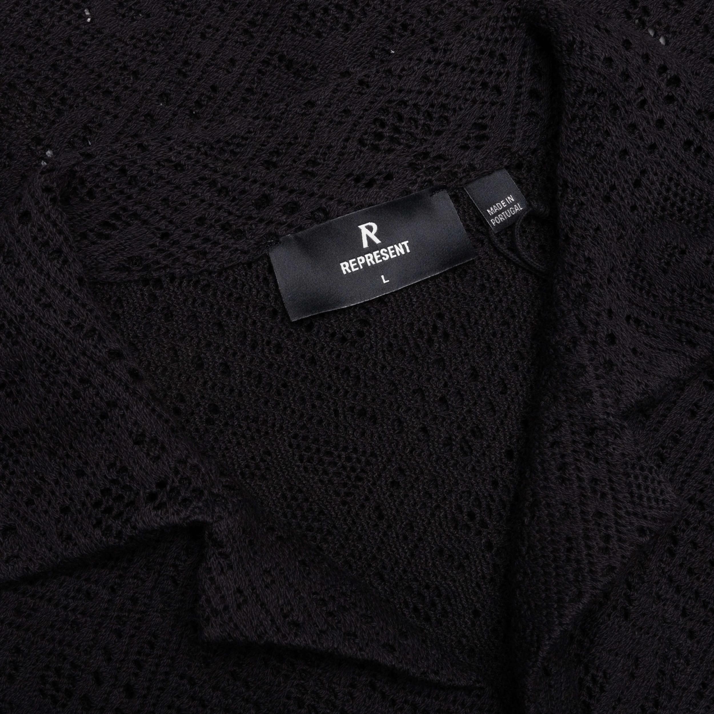 All Over Crochet Shirt - Jet Black Male Product Image