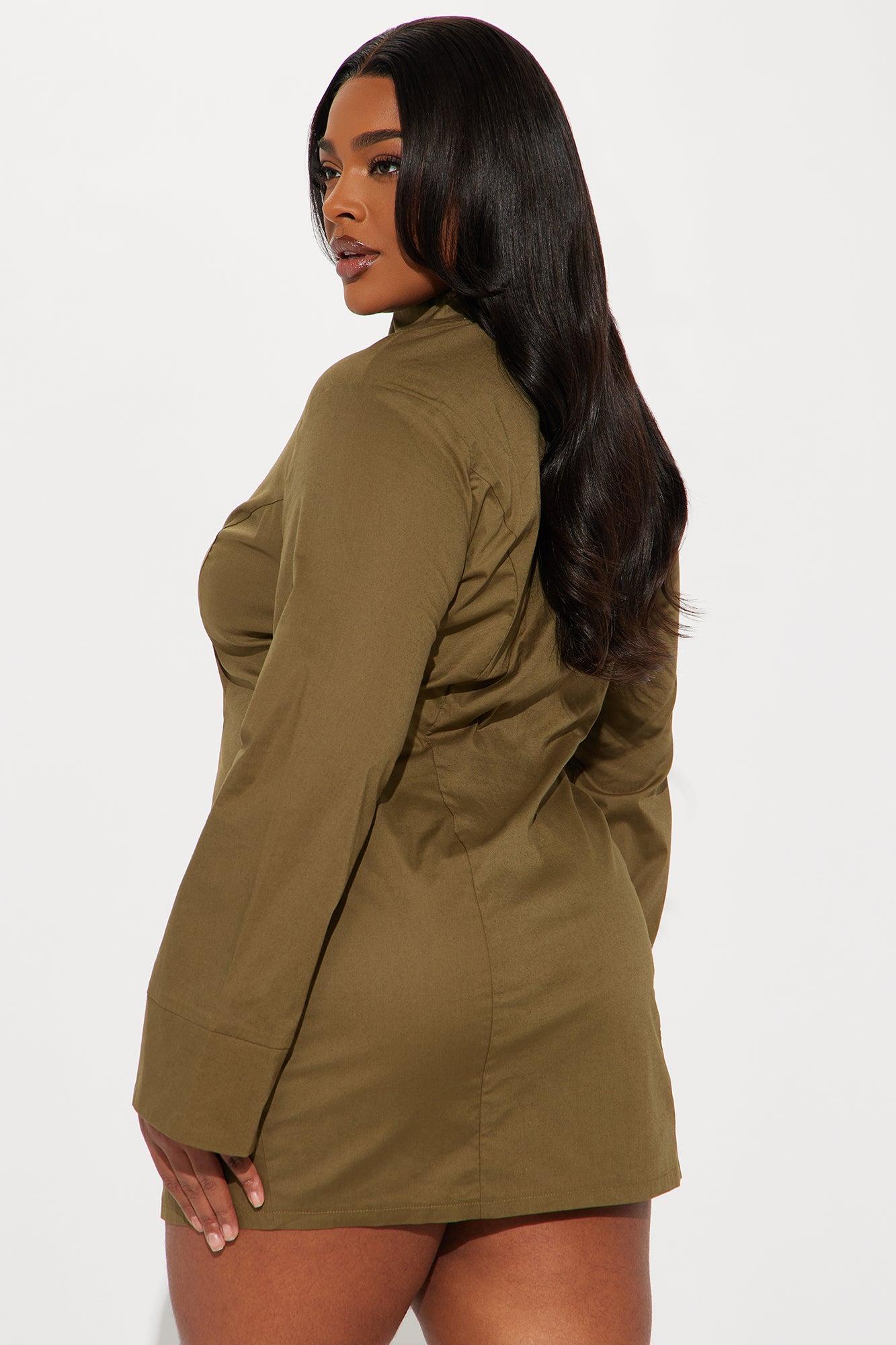 Kara Poplin Mini Dress - Olive Product Image