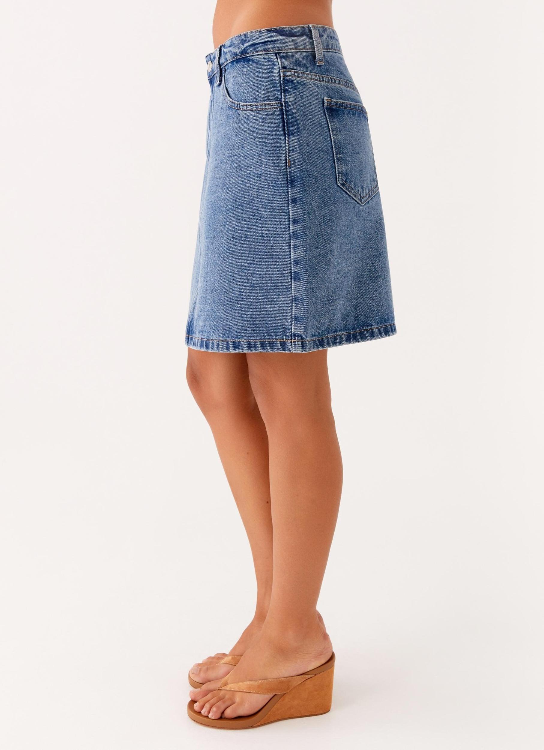 Stella Low Rise Mini Skirt - Blue Product Image
