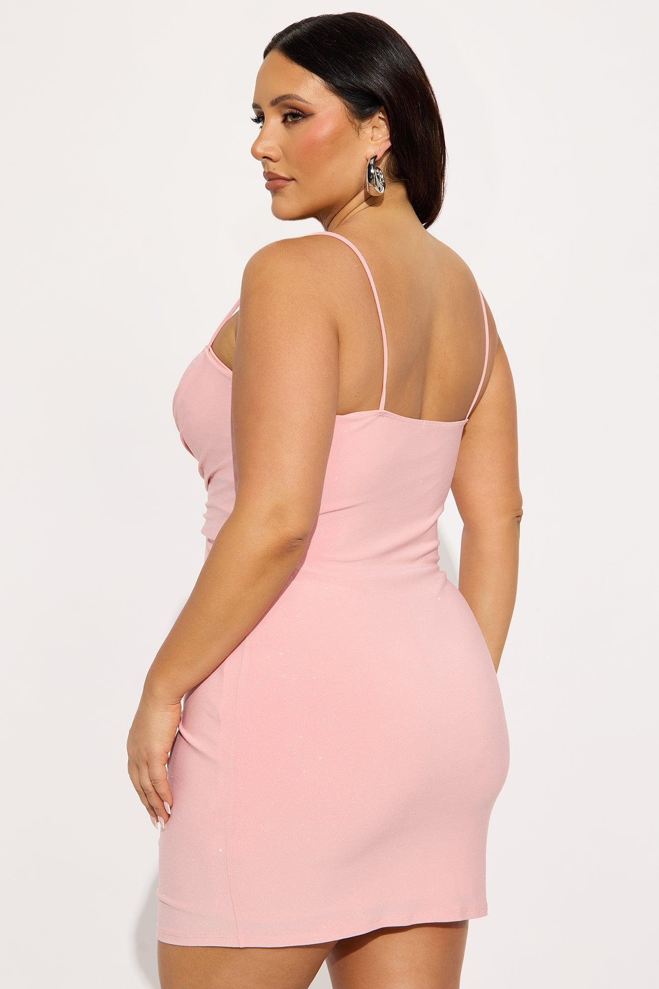 Diana Draped Glitter Mini Dress - Pink Female Product Image