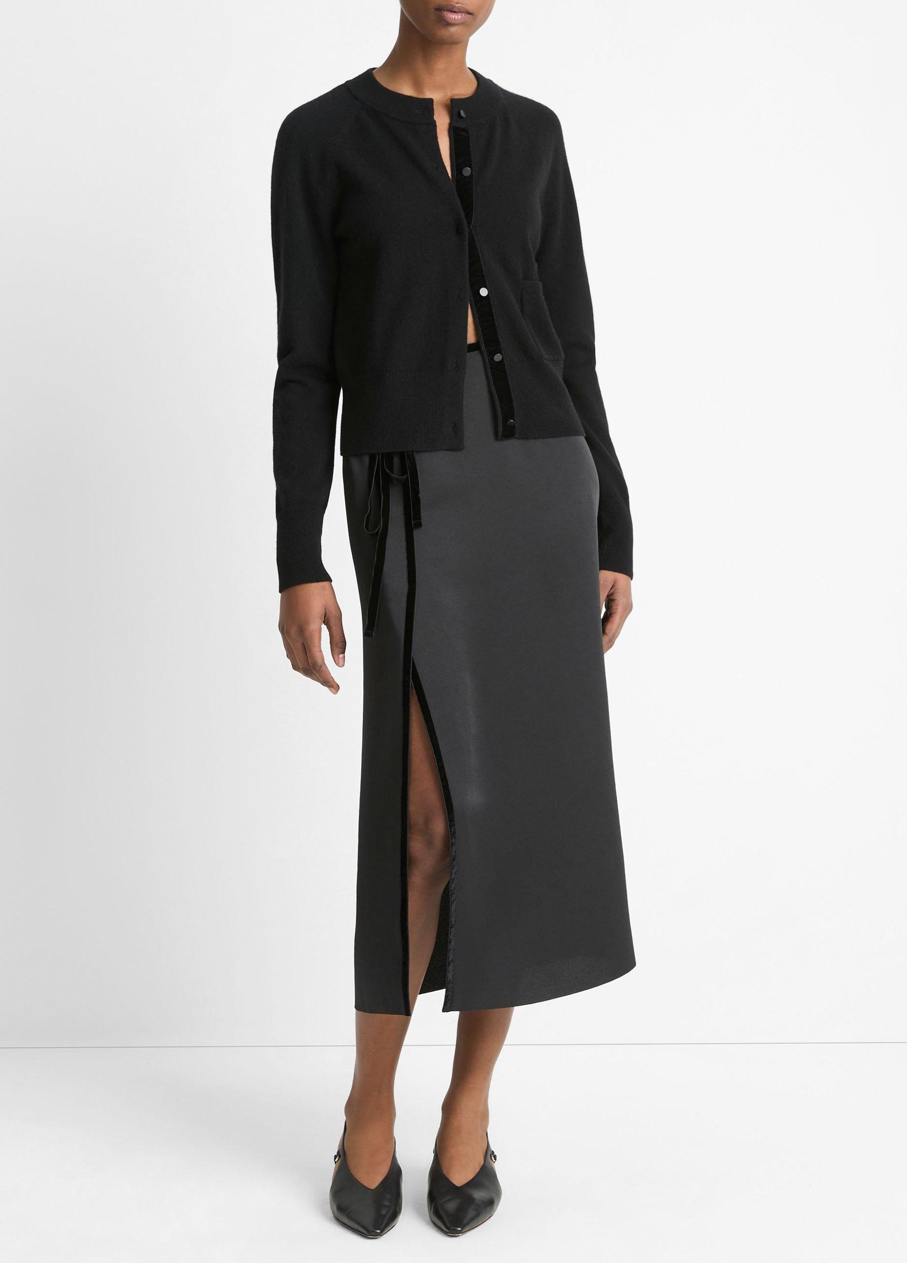 Velvet-Trim Wool-Blend Cardigan Product Image