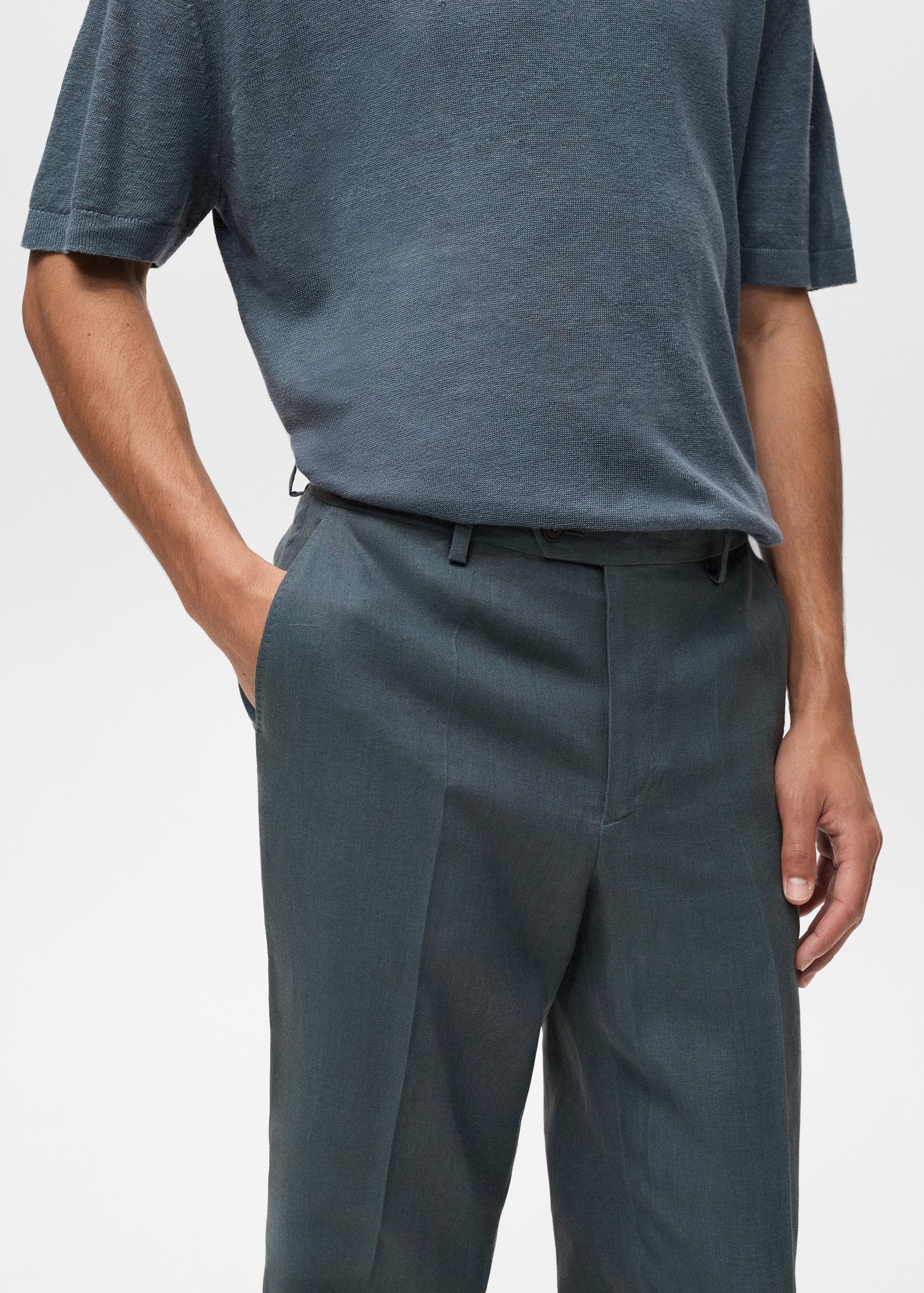 100% linen straight pants - Men | MANGO USA Product Image