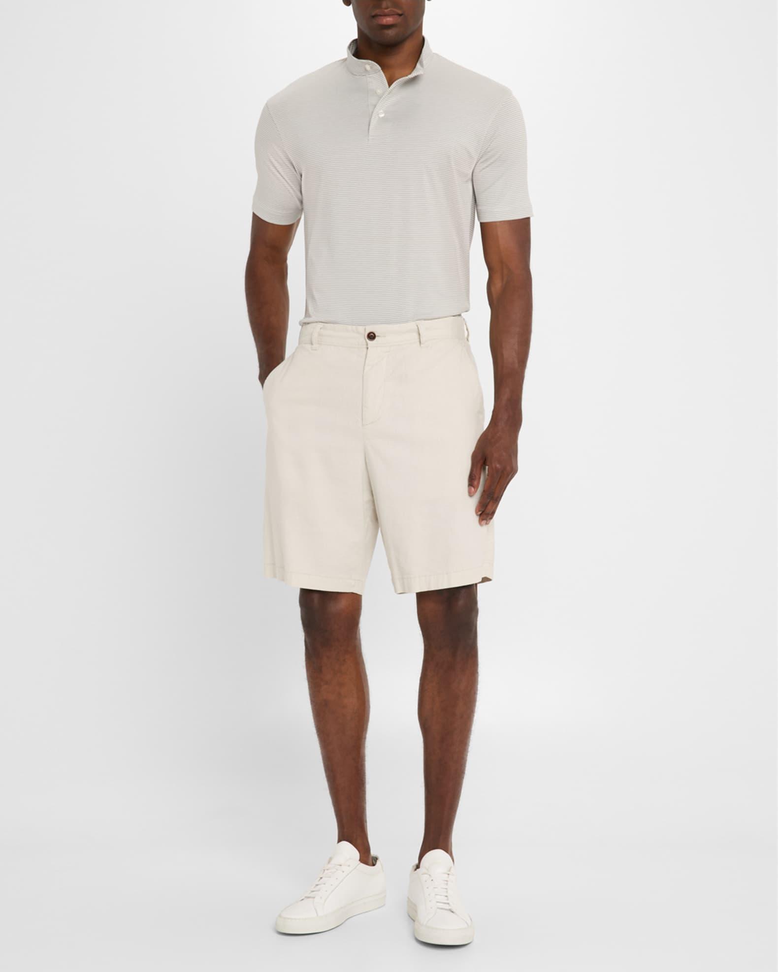 Men's Cotton Stripe Nehru-Collar Polo Shirt Product Image