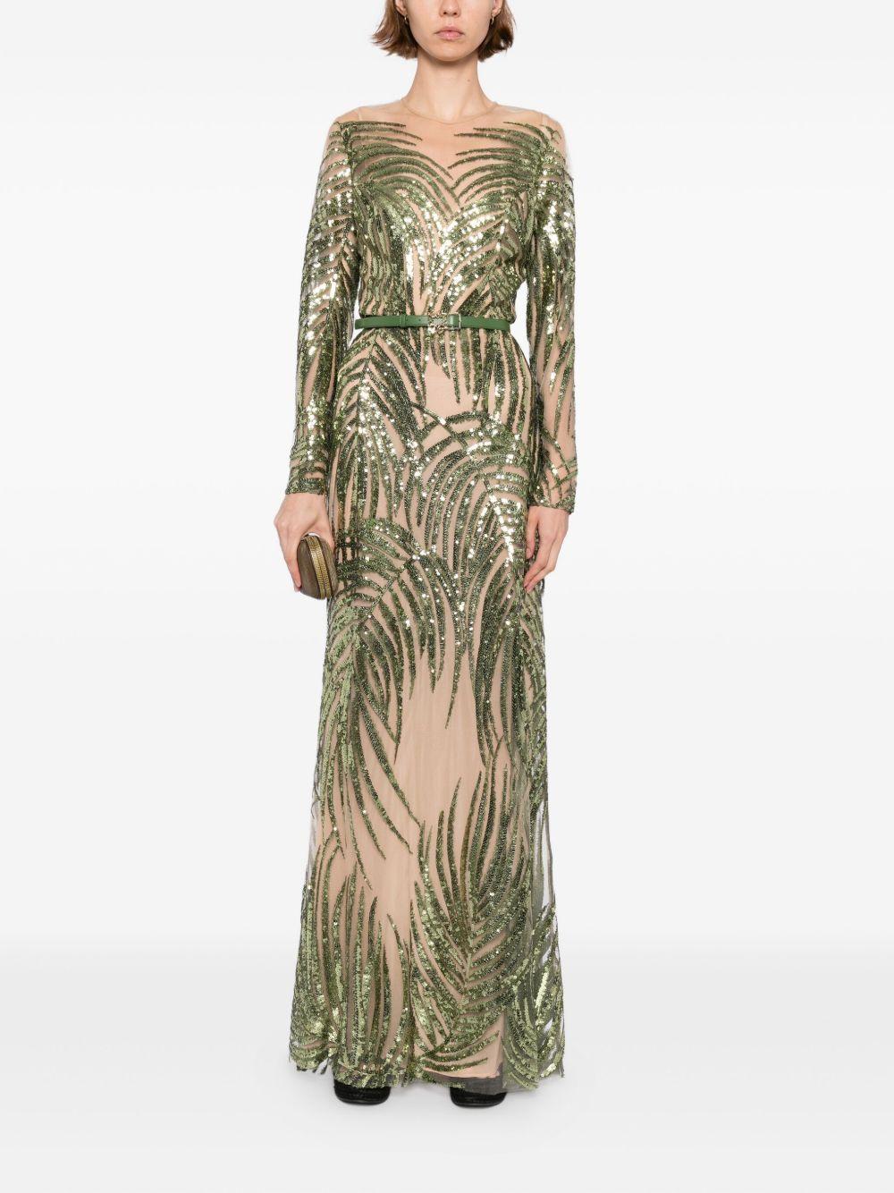 embroidered tulle long dress Product Image