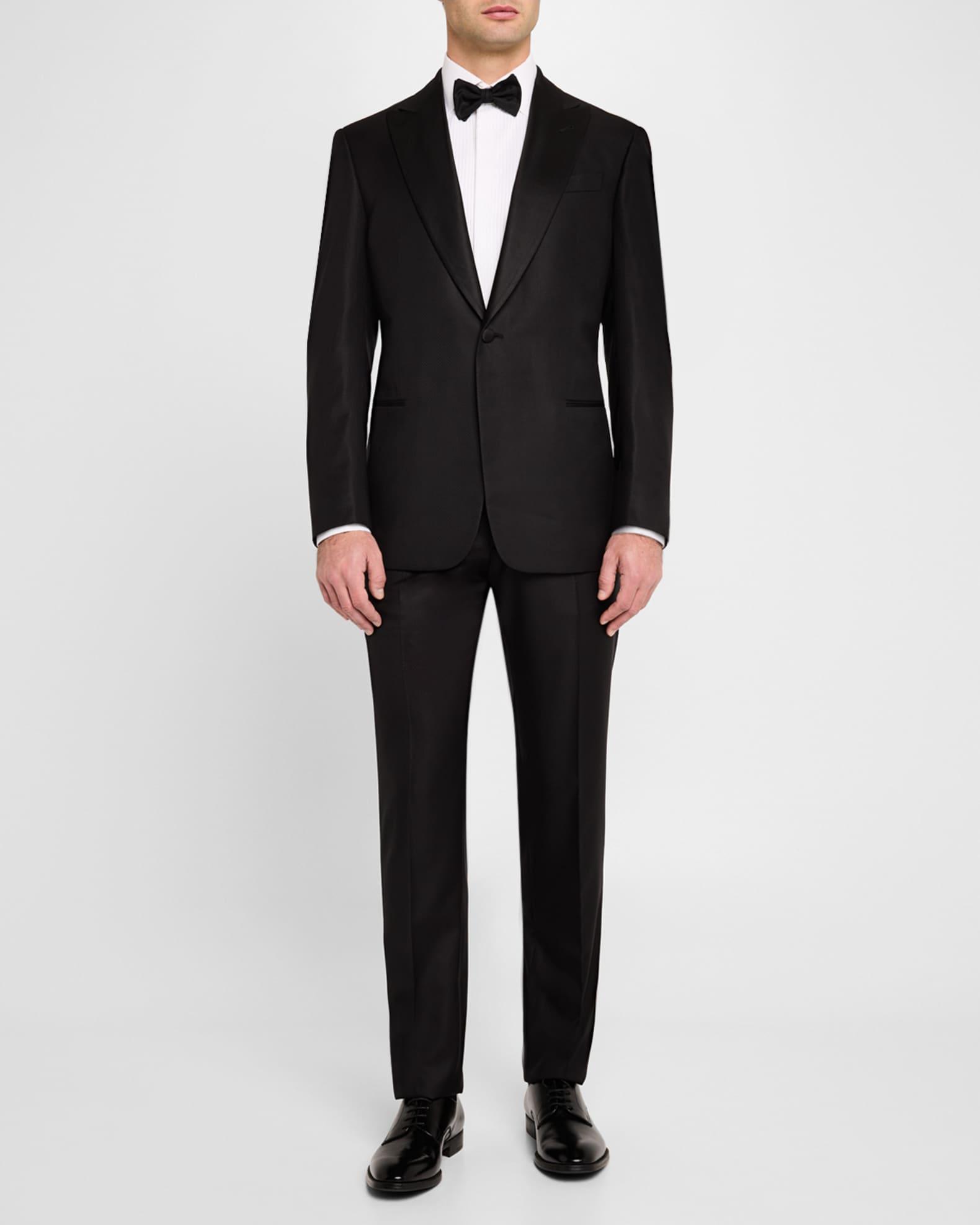 Men's Wool and Silk Micro-Textured Two-Piece Tuxedo Product Image