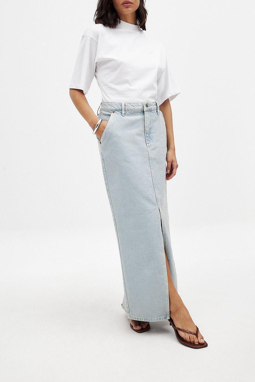 Slit Detailed Maxi Denim Skirt Product Image