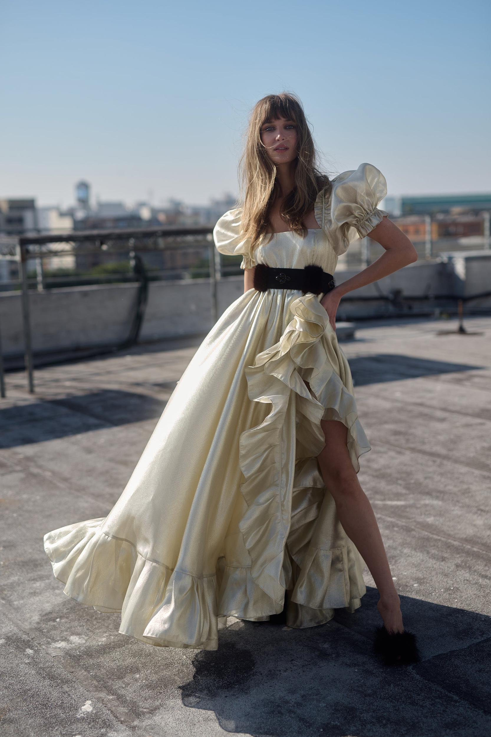 The Champagne Ruffle Gown Product Image