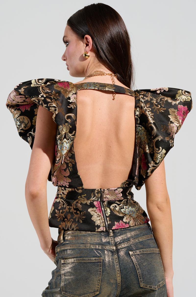 GET MY CLOSE UP FLORAL BROCADE BLOUSE Product Image