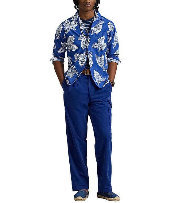 Polo Ralph Lauren Classic Fit Monstera-Print Oxford Long Sleeve Woven Camp Shirt Product Image