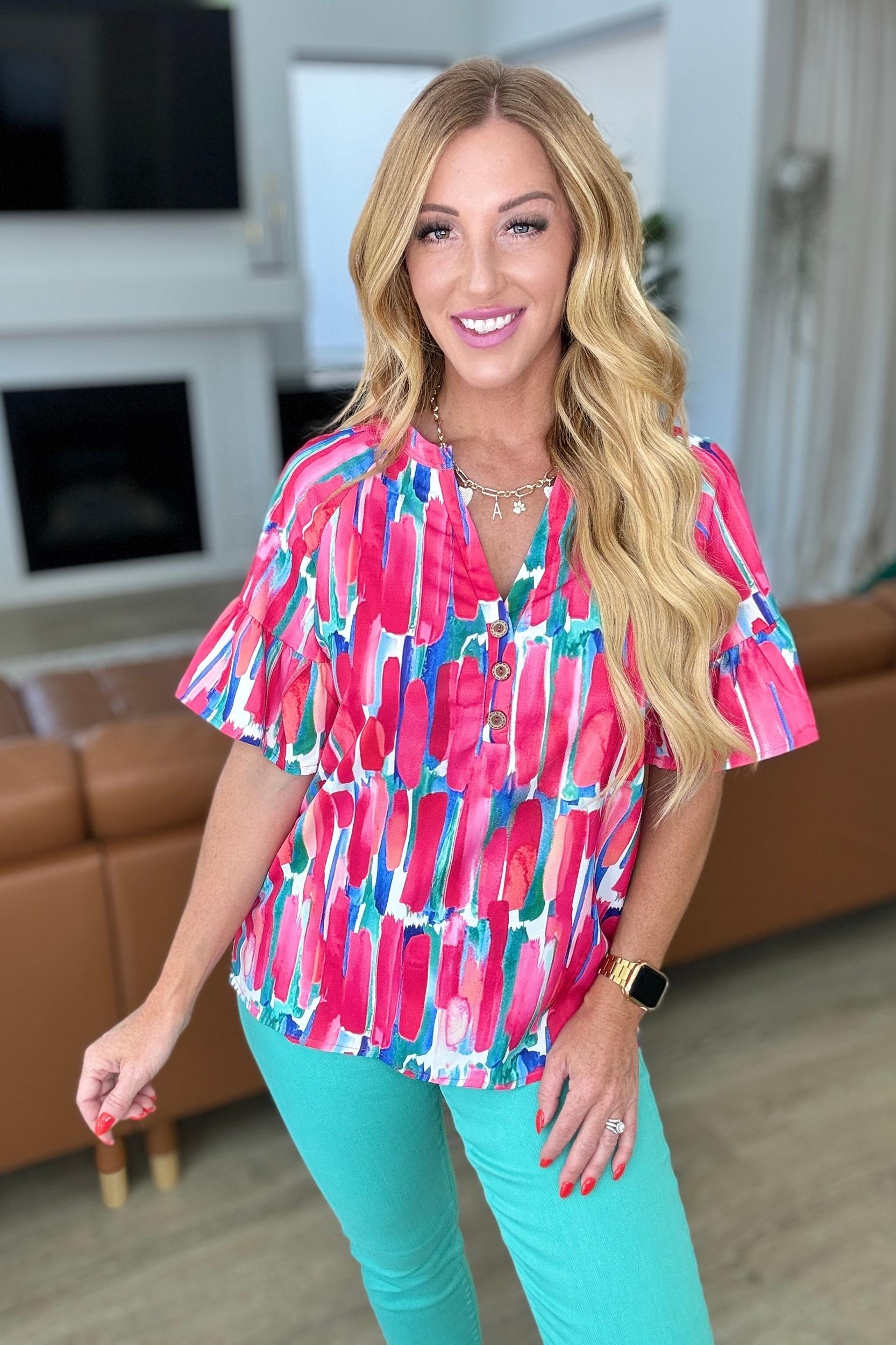 Art Exhibit V-Neck Blouse (Online Exclusive) Product Image