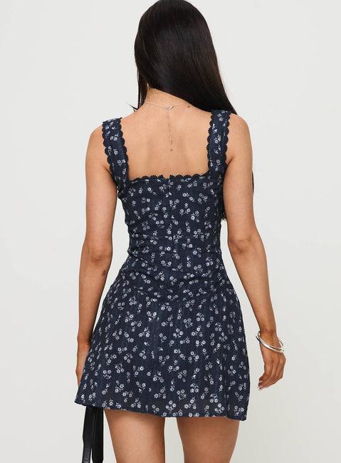 Dasha Mini Dress Navy Floral Product Image