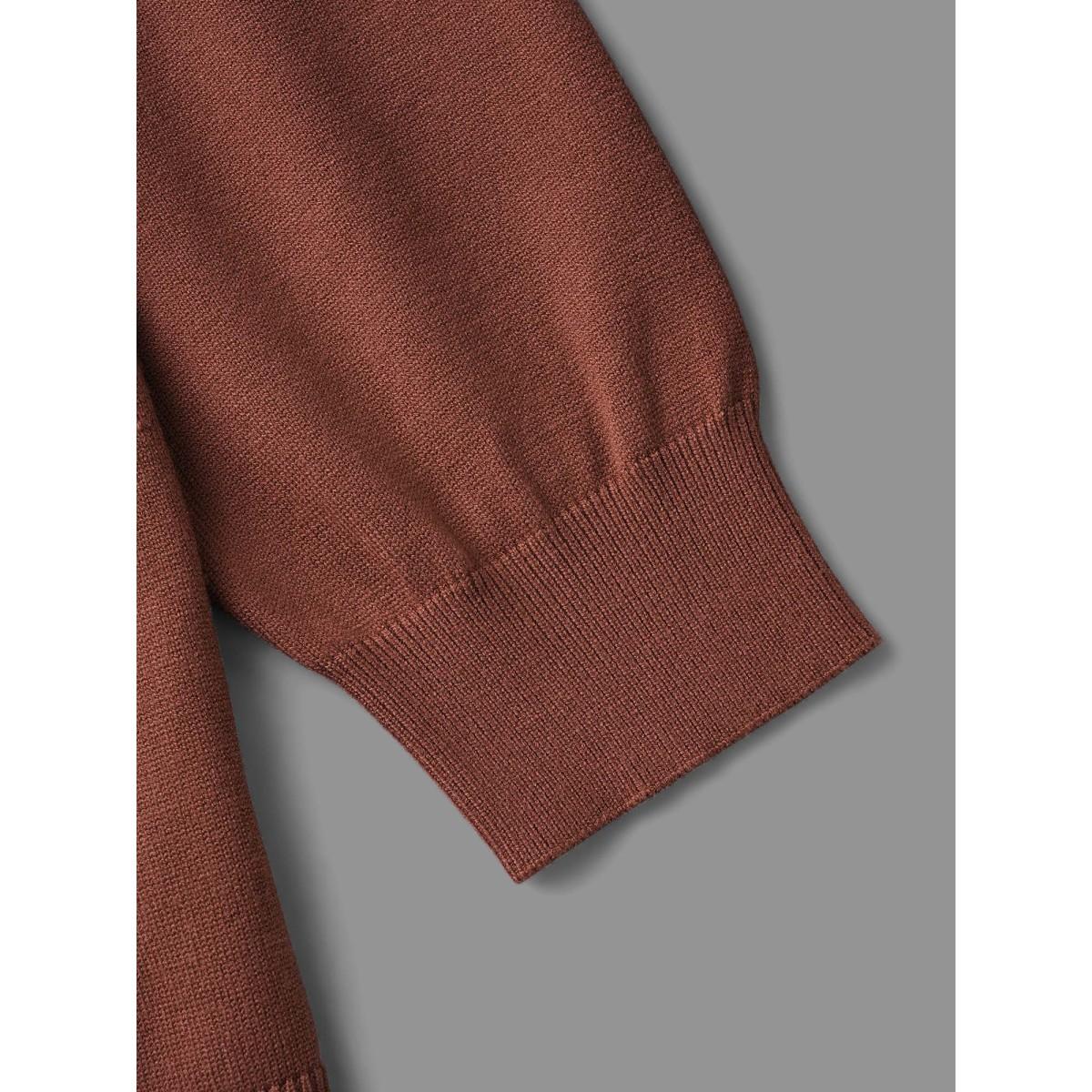 Plus Size Crew Neck Leopard Print Contrast Pullover Browncoffeecolor Women Casual Loose Long Sleeve Round Neck Everyday Pullovers BloomChic 28/5X Product Image