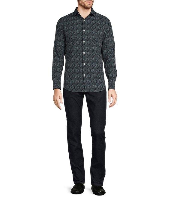 Murano Slim Fit Performance Stretch Circle Print Long Sleeve Woven Shirt Product Image