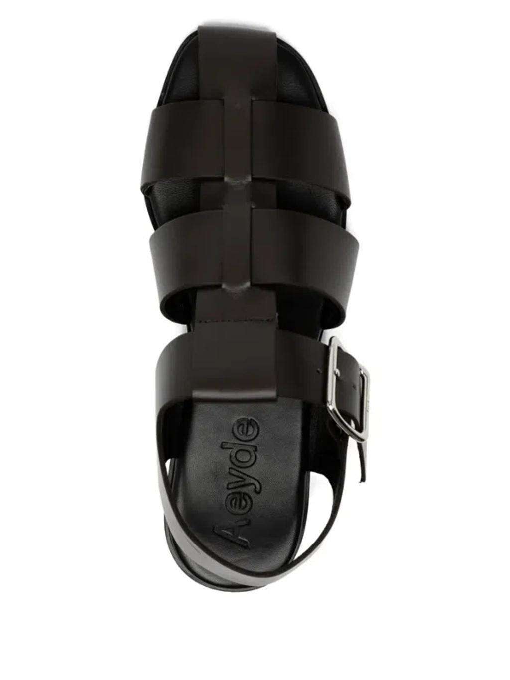 AEYDE 10mm Whit Leather Fisherman Sandals In Black Product Image