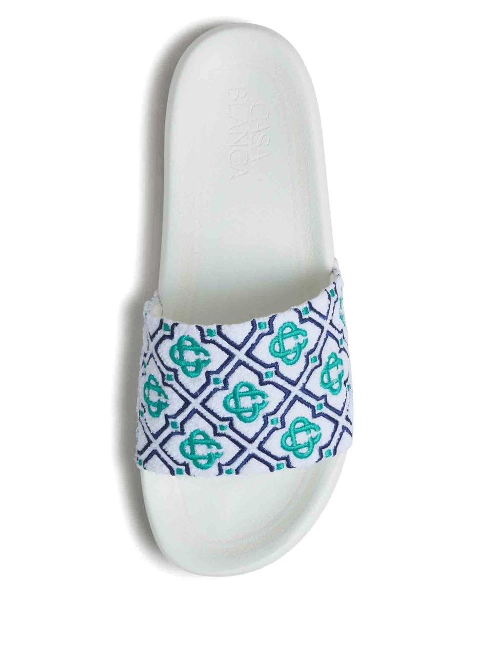 embroidered-monogram slides Product Image