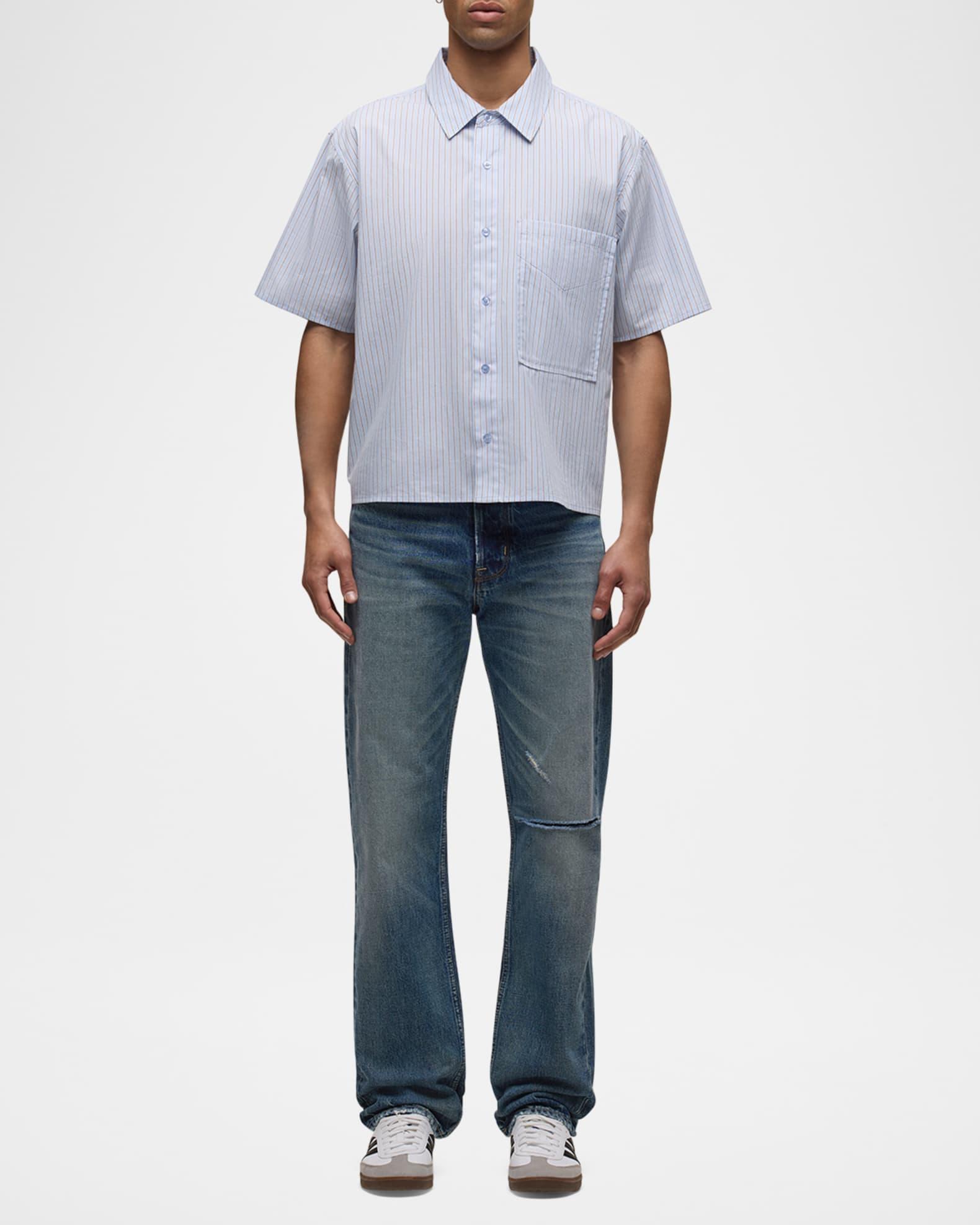 Men's Wes Distressed Faded Cotton Denim Jeans Product Image