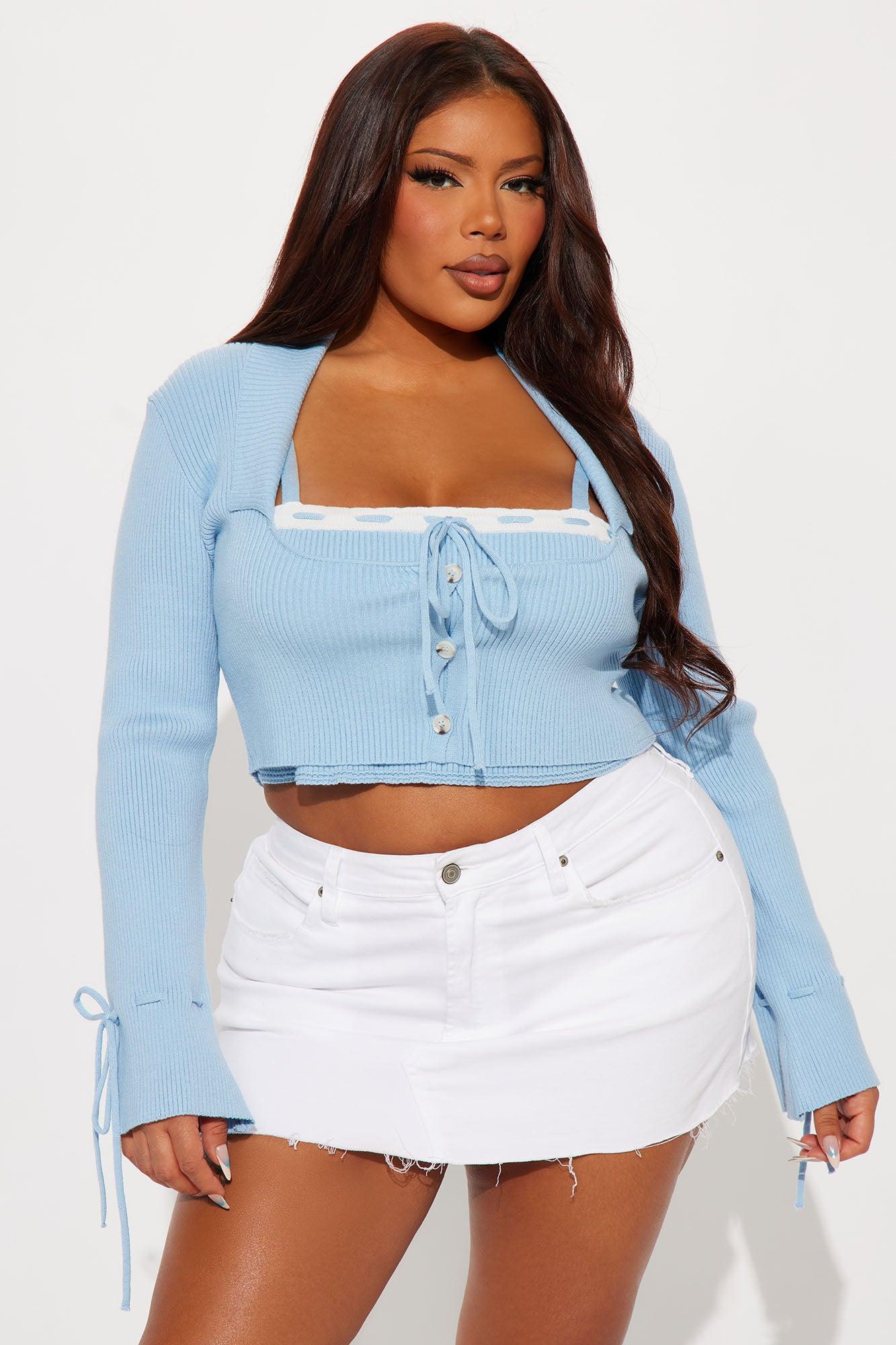 Effortlessly Cute 2 Piece Sweater Top - Blue/combo Product Image