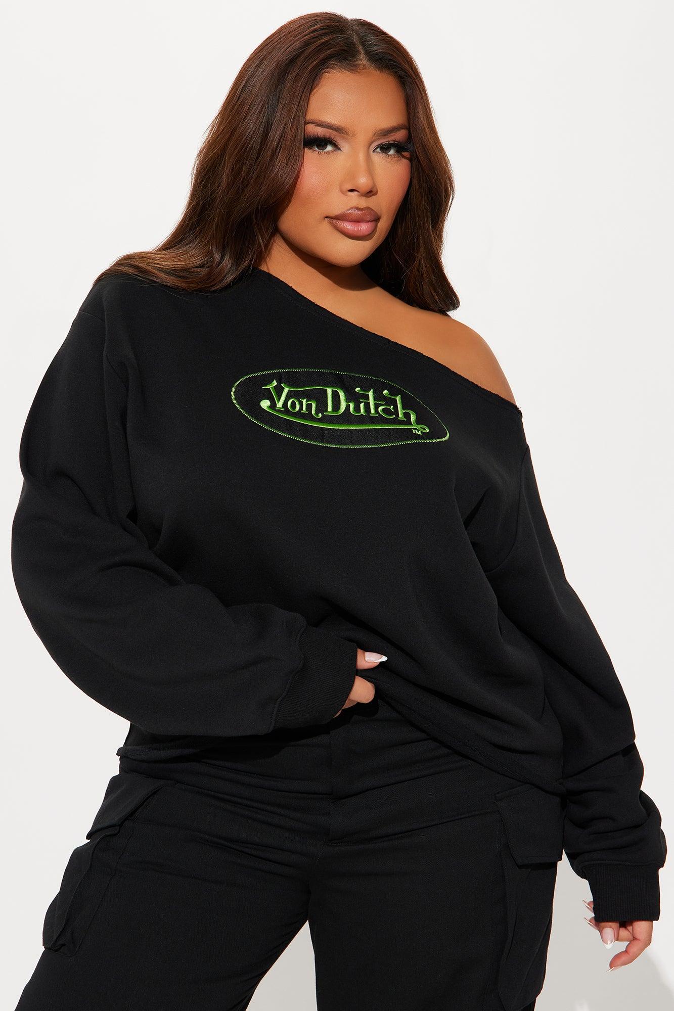Von Dutch Off Shoulder Sweatshirt - Black Product Image