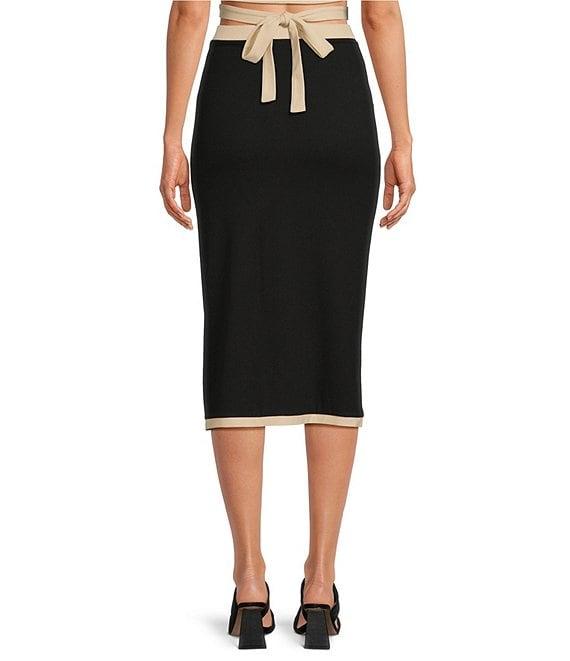 Gianni Bini Dena Ribbed Knit Coordinating Front Midi Wrap Skirt Product Image