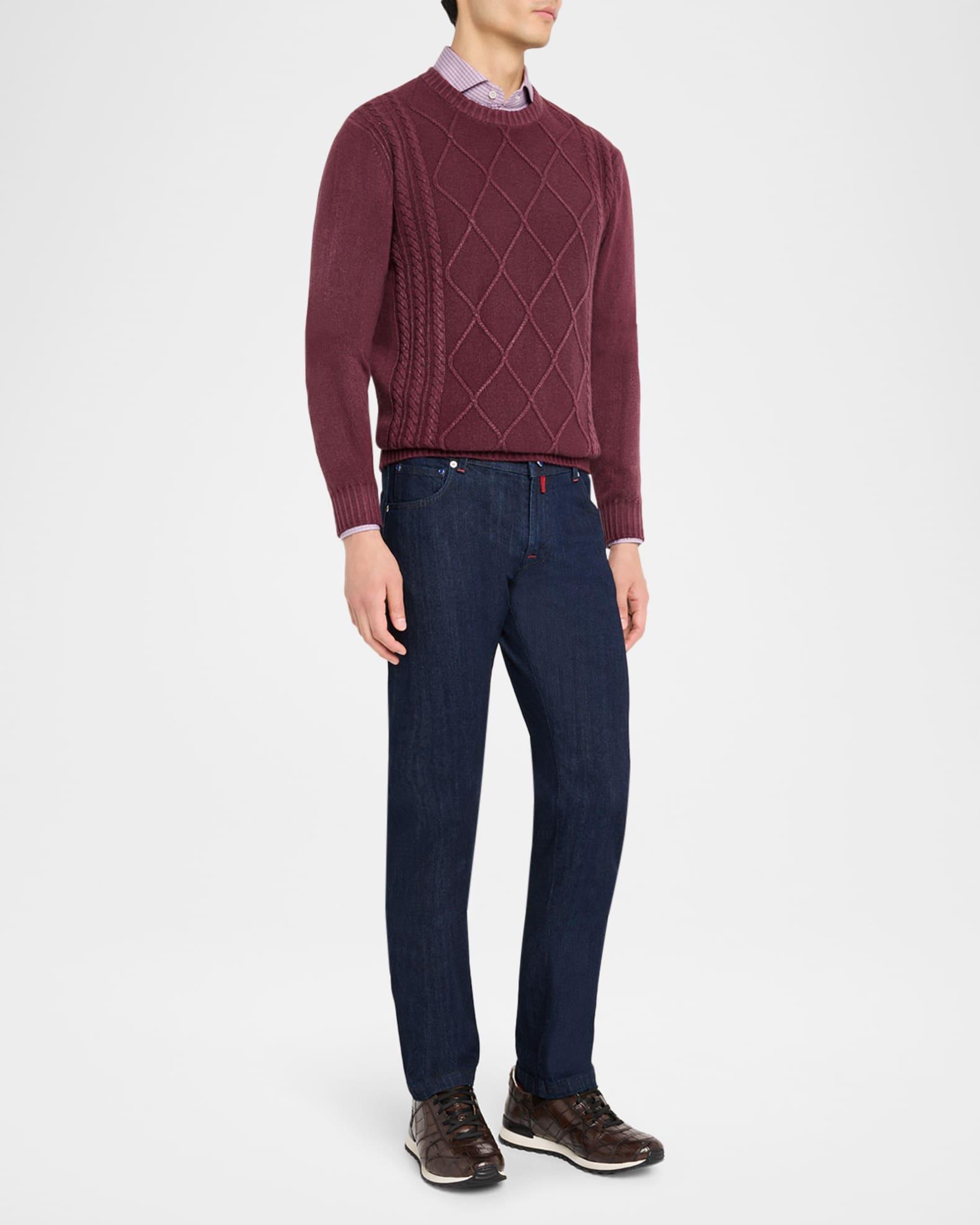 Men's Cashmere Diamond Cable Crewneck Sweater Product Image