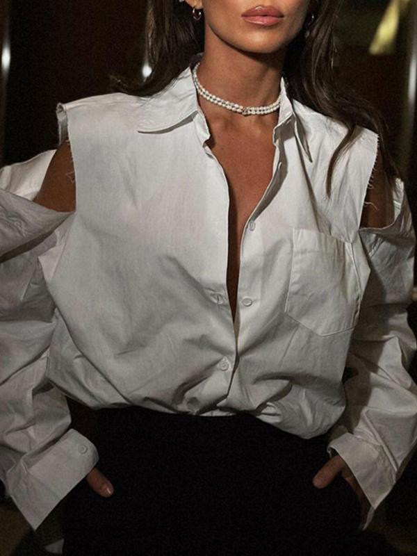 Off Shoulder Loose Long Sleeve Blouse Product Image