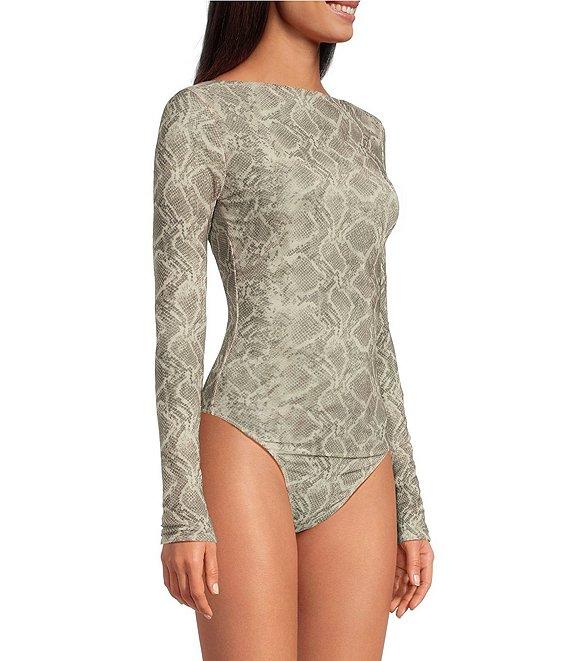 Good American Mesh Boatneck Long Sleeve Bodysuit Product Image
